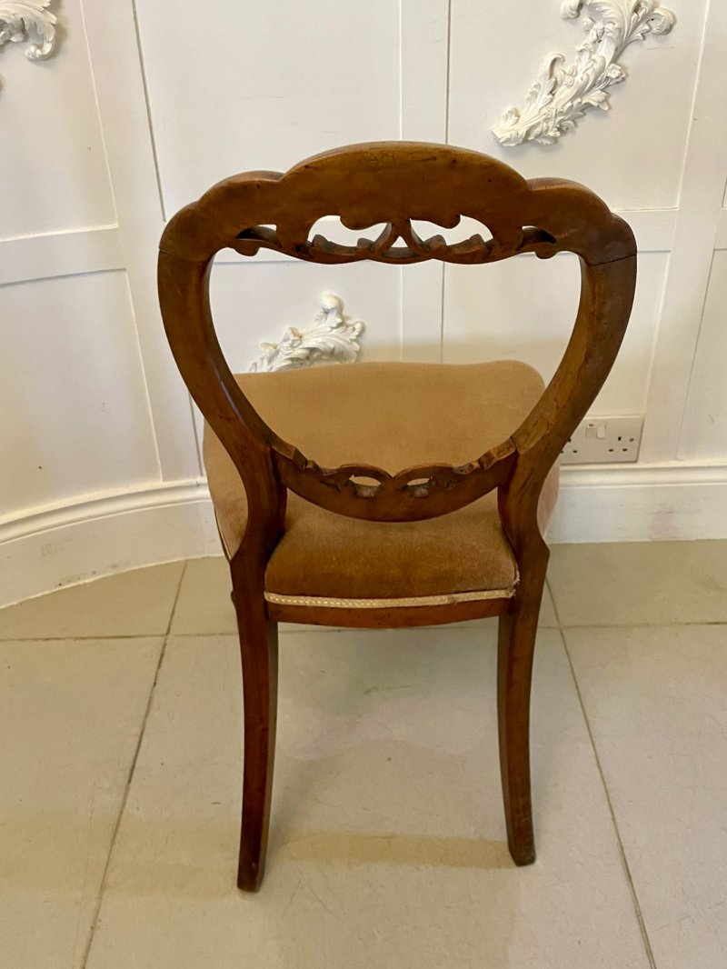 Quality Set of Six Antique Victorian Carved Walnut Balloon-Back Dining Chairs